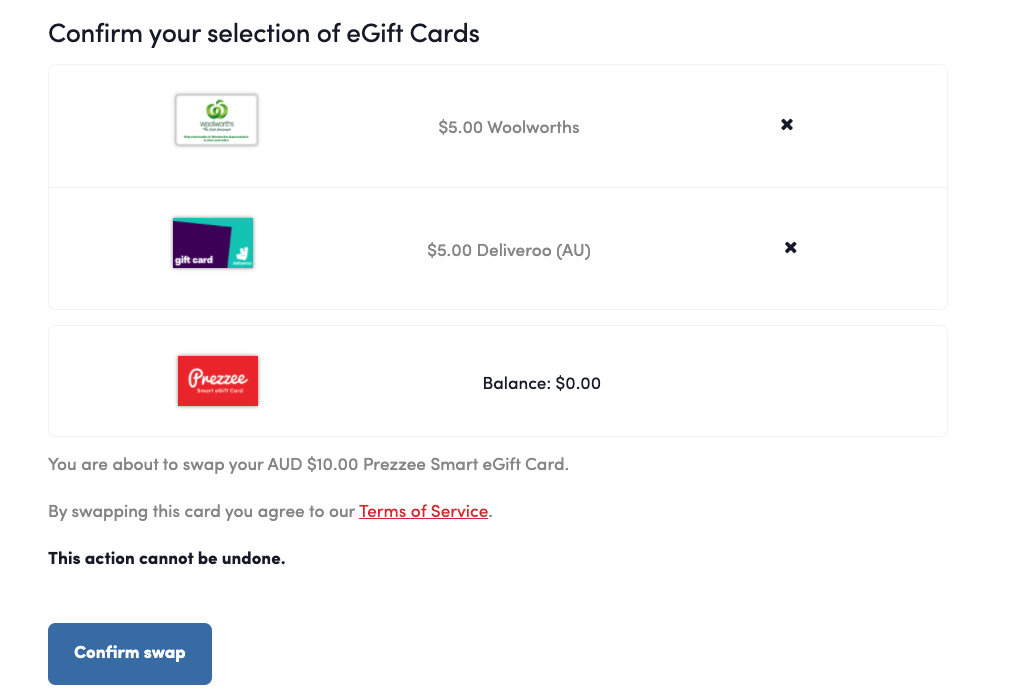 Prezzee Smart Gift Card Multi Swap Prezzee